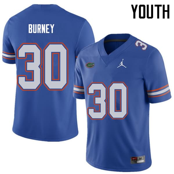 Youth NCAA Florida Gators Amari Burney #30 Stitched Authentic Jordan Brand Royal College Football Jersey SXD6665AP